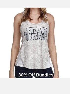 Star Wars Graphic Tank Top - Heather White with Black Logo